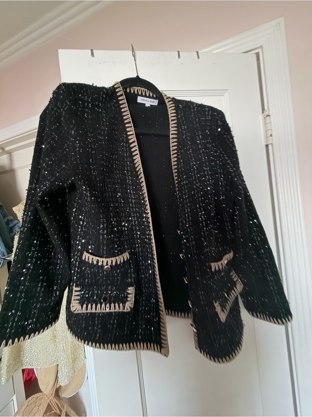 Veronica Beard Black Sparkly Boucle’ Sweater Jacket LargeCeriani Knit Jacket - Picture 7 of 7